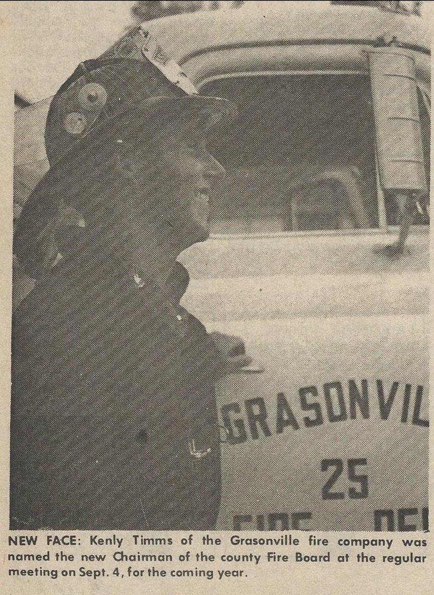 Throwback Thursday - Asst. Chief Kenly Timms named Chairman of the County Fire Board (Unknown Year).