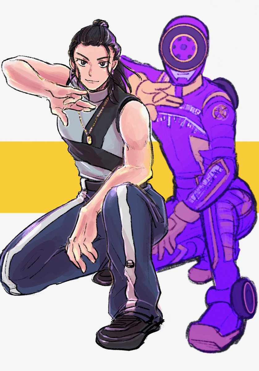 指の先まで意識されたポーズや振る舞い、姿勢、始末屋ブンバイオレットとして作り上げられた仕草が全部最高で魅力的で目が離せなくなる…し、この中に、居る、先斗が……！！！！って想像すると、破壊力が格段に…………………増す気がする……………ウッ…………始末屋さんカッコ良すぎるよ〜〜〜〜…