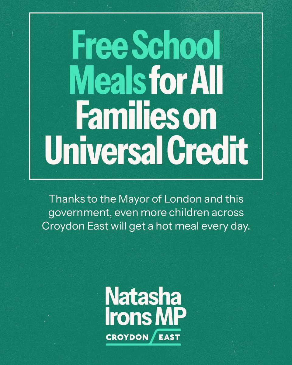 Natasha Irons MP (@ndironsmp) on Twitter photo All primary school pupils in Croydon receive free school meals thanks to the <a href="/MayorofLondon/">Mayor of London, Sadiq Khan</a>. And now, all secondary school pupils from Universal Credit households will receive free school meals too. All primary school pupils in Croydon receive free school meals thanks to the <a href="/MayorofLondon/">Mayor of London, Sadiq Khan</a>. And now, all secondary school pupils from Universal Credit households will receive free school meals too.
