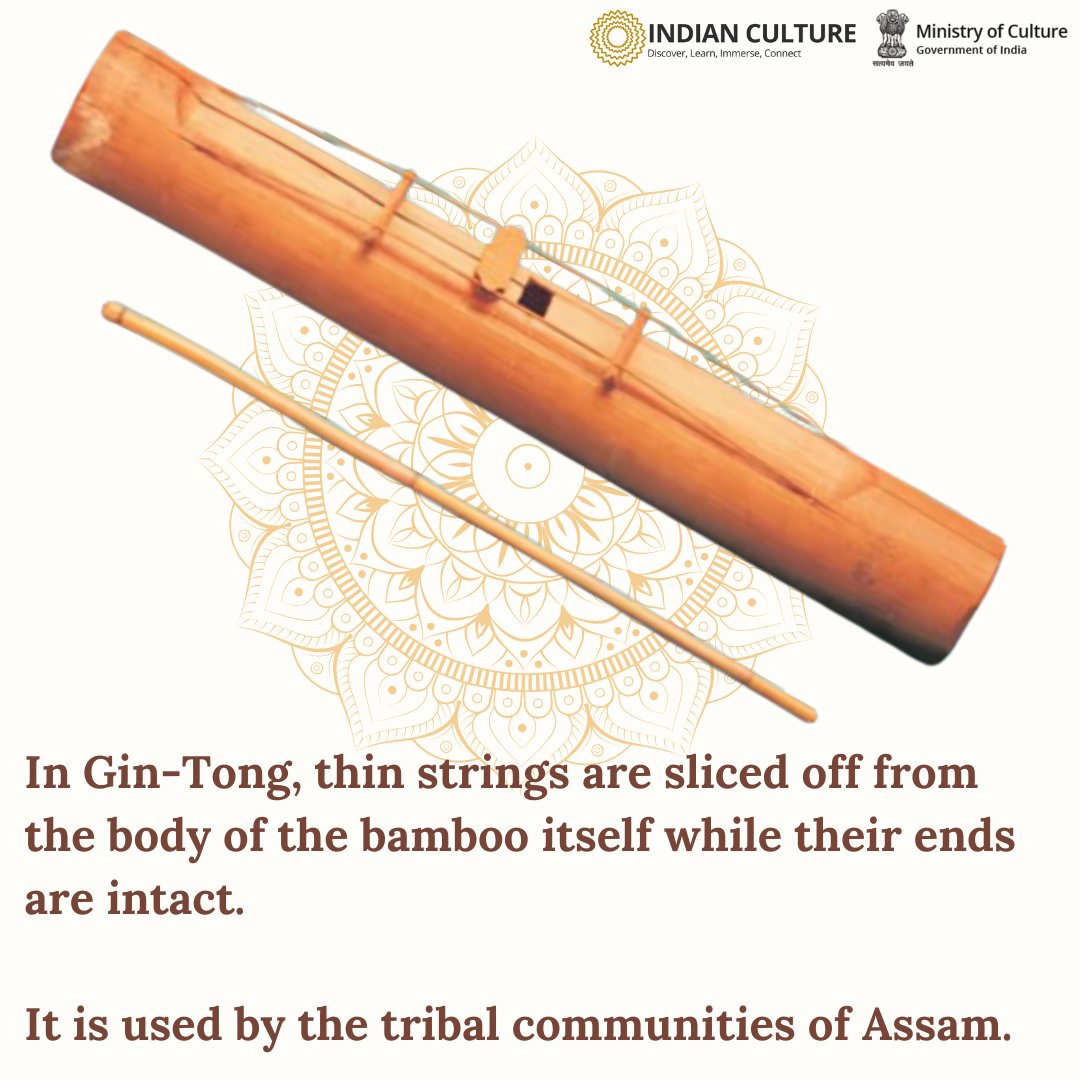 _IndianCulture's tweet photo. The Gin Tong is a stringed musical instrument used by the tribal communities of Assam.
Discover more in the Musical Instruments category on the Indian Culture Portal.
#assam #gintong #musicalinstruments #stringedmusicalinstruments #music #indigenousmusic #indigenousinstruments https://t.co/2G2uG9YWVl