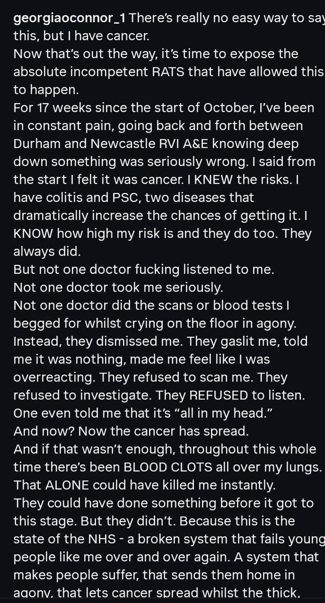 ‘ Not one doctor took me seriously’

If you’re a doctor and you’re taking the outrage from the recent discourse lightly , please remember that at the end of the day you’re enabling a persisting failure of the system by belittling lived experiences from your patients . Do better!