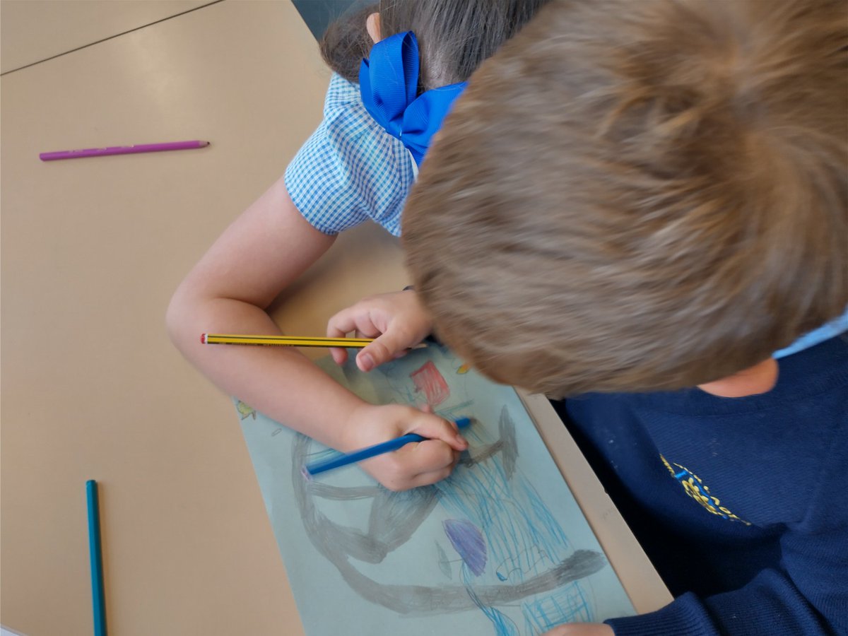OLOPSPrimary's tweet photo. Class 1 enjoyed listening to 'Mighty Rivers' by Erollynn Wallen. They then worked in pairs to create their own interpretation of mighty river to add to our class collage! @OLOLCatholicMAT #music #ks1 #bbctenpieces https://t.co/mgVru3EDfv