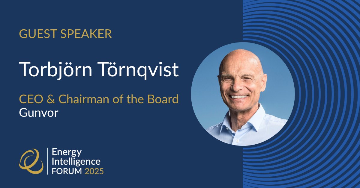 We’re excited to announce Torbjörn Törnqvist, CEO &amp; Chairman of the Board of #Gunvor, as a speaker at the 2025 Energy Intelligence Forum.

Join the conversation with industry leaders shaping the future.

🎟️ Register now for your delegate pass: 🔗 bit.ly/3YlsmJa