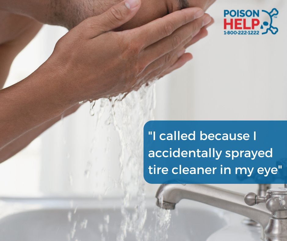 NTXPoisonCenter's tweet photo. Cleaning tires? 🚗💦 Accidental spray in your eye? Call us! 
📞 1-800-222-1222 
✅ Free 
✅ 24/7 
✅ Real experts. 
Don’t Google it. We’ve got your back! #PoisonHelp #WhenLifeHappens #TireCleaner #EyeExposure #PoisonCenter #CallUsFirst https://t.co/CBQPt3gvFg