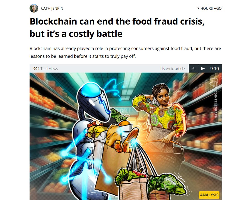 🚨 New feature in Cointelegraph 🚨

Our CEO, David Carvalho, shares insights on how blockchain can combat the $50B+ food fraud crisis—and why data fragmentation and lack of trust are the industry’s biggest vulnerabilities.

“A well-implemented blockchain system can act as a