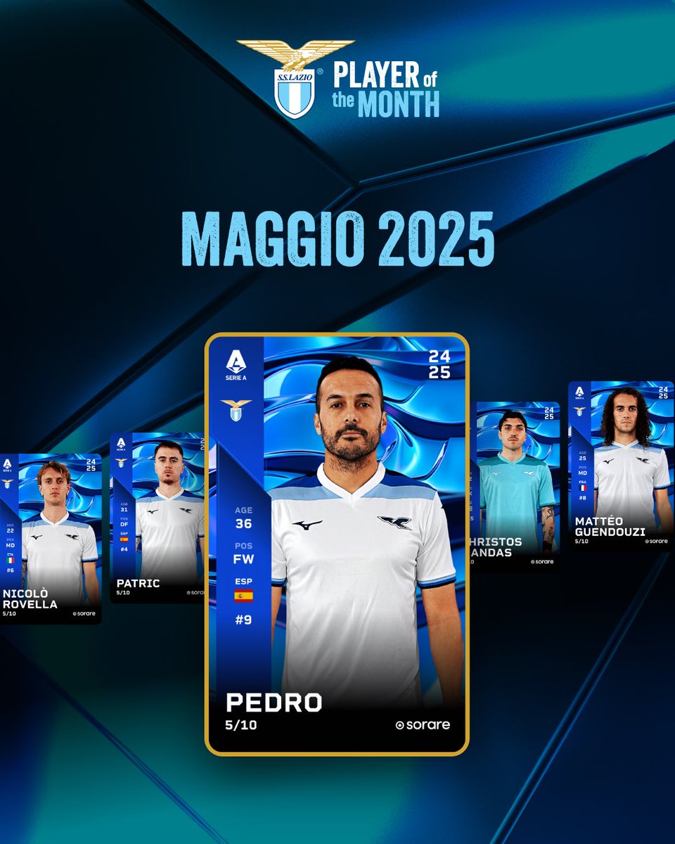 🐐 𝐏𝐞𝐝𝐫𝐨 𝐑𝐨𝐝𝐫𝐢𝐠𝐮𝐞𝐳 vince il premio Player of the Month di Maggio, in collaborazione con <a href="/Sorare/">Sorare</a> 

➡️ perleicombattiamo.it 
➡️ go.sorare.com/ynrsr

#AvantiLazio