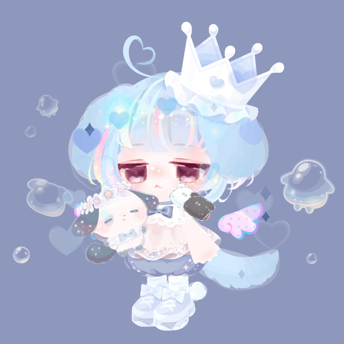 スリーピィの服で🐶🩵🤍✨
#ポケコロ　#コアブランド　#mmou
#パレラボ