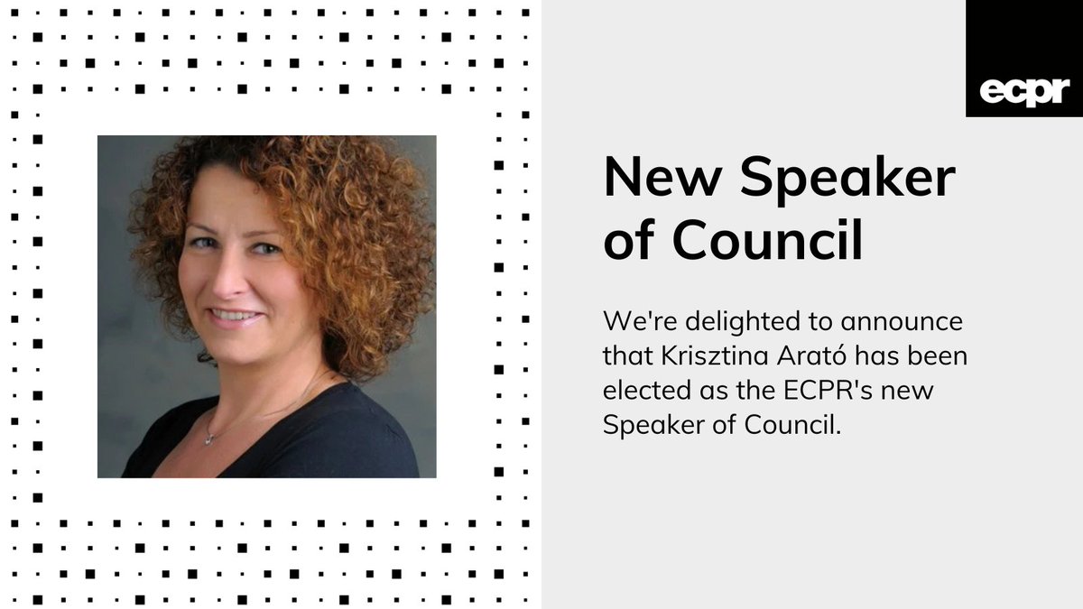 European Consortium for Political Research (@ecpr) on Twitter photo 📣 On 1 June, Krisztina Arató began her three-year term as our new Speaker of Council
⭐ A warm welcome to Krisztina, and special thanks to outgoing Speaker <a href="/TPoguntke/">Thomas Poguntke</a> for his outstanding work as the voice of the ECPR Council over the years 👏
➡️ Read more ecpr.eu/News/News/Deta… 📣 On 1 June, Krisztina Arató began her three-year term as our new Speaker of Council
⭐ A warm welcome to Krisztina, and special thanks to outgoing Speaker <a href="/TPoguntke/">Thomas Poguntke</a> for his outstanding work as the voice of the ECPR Council over the years 👏
➡️ Read more ecpr.eu/News/News/Deta…