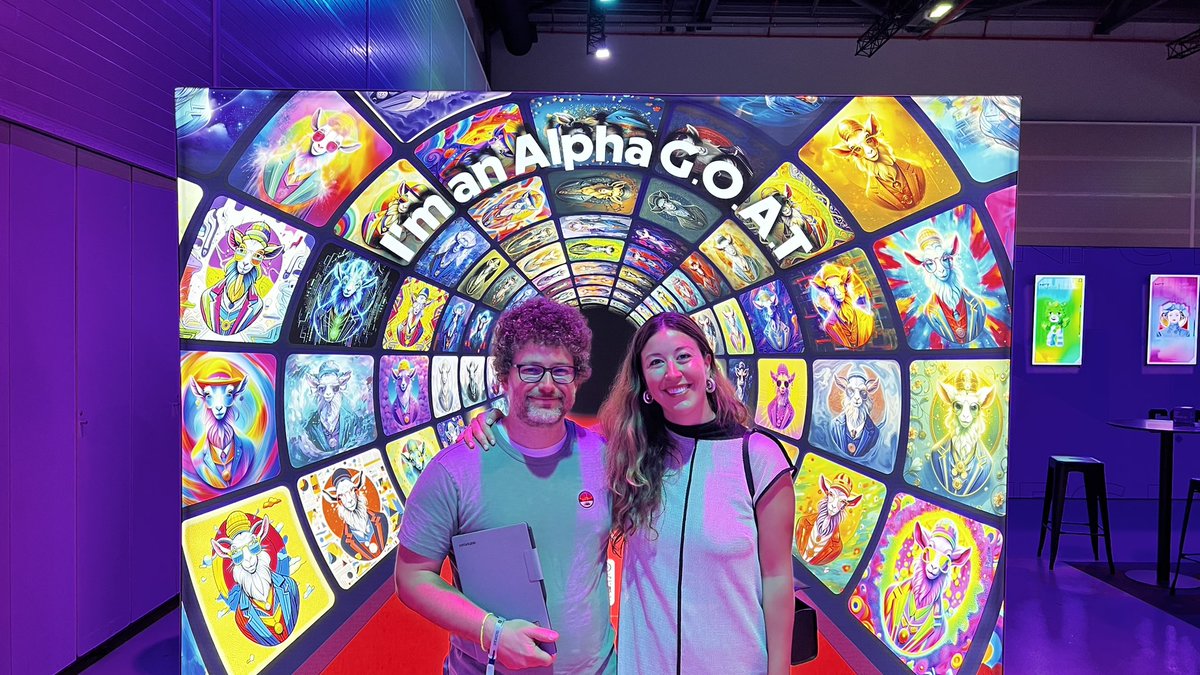 alphalabs_xyz's tweet photo. The greatest of all times, legends @NaughtalieStone and @ArtOnBlockchain stumbled upon our Alpha G.O.A.T banner in @NFCsummit .
Thank you guys for all your supports, you are a true GOAT. π«‘
#AlphaLabs #NFCSummit https://t.co/RvrXS7m7cx