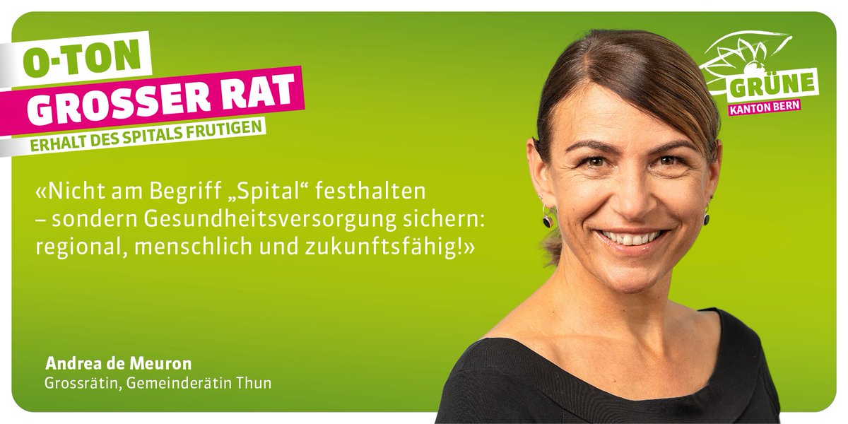 #Sommersession Es braucht echte Optionen für eine wohnortnahe Gesundheitsversorgung in Frutigen und der Region. Mit der überwiesenen Motion wird der Regierungsrat nun aufgefordert, Lösungen aufzuzeigen. 🗯️ #AndreadeMeuron