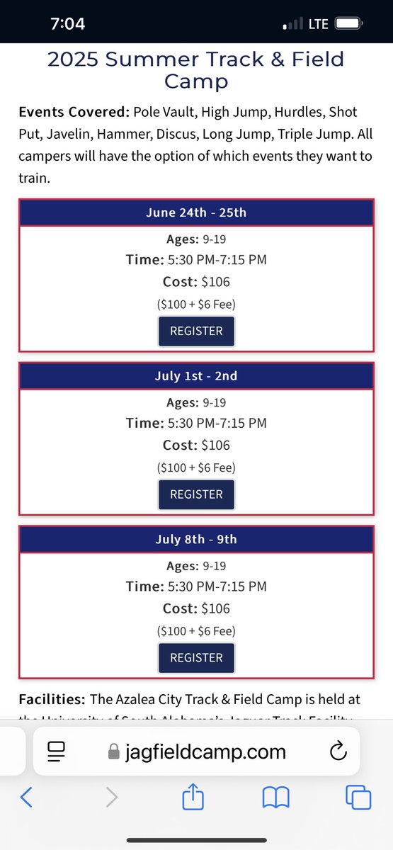 South Alabama Summer Track &amp; Field Camps coming up:

jagfieldcamp.com/summer-track-a…