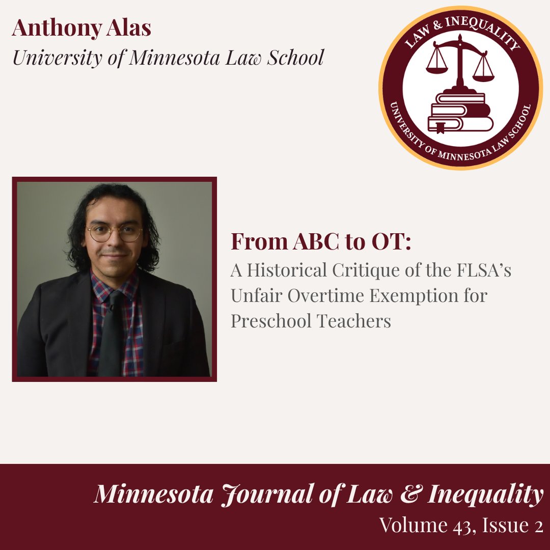 Anthony Alas advocates for removing the FLSA’s overtime exemption for preschool teachers and for a more nuanced overtime exemption regime that fulfills the FLSA’s intended goal of expanding labor rights for low-wage workers.

lawandinequality.org/article/from-a…