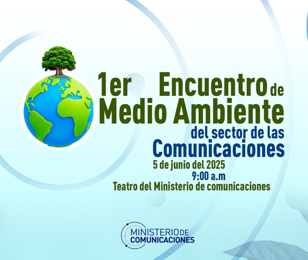 #DíaMundialDelMedioAmbiente #5deJunio , en la sede del <a href="/MINCOMCuba/">Ministerio de Comunicaciones Cuba</a>  tendrá lugar el 1er Encuentro de Medio Ambiente del sector de las Comunicaciones. Espacio para compartir experiencias y actualizar el impacto de las tecnologías en el medio ambiente.