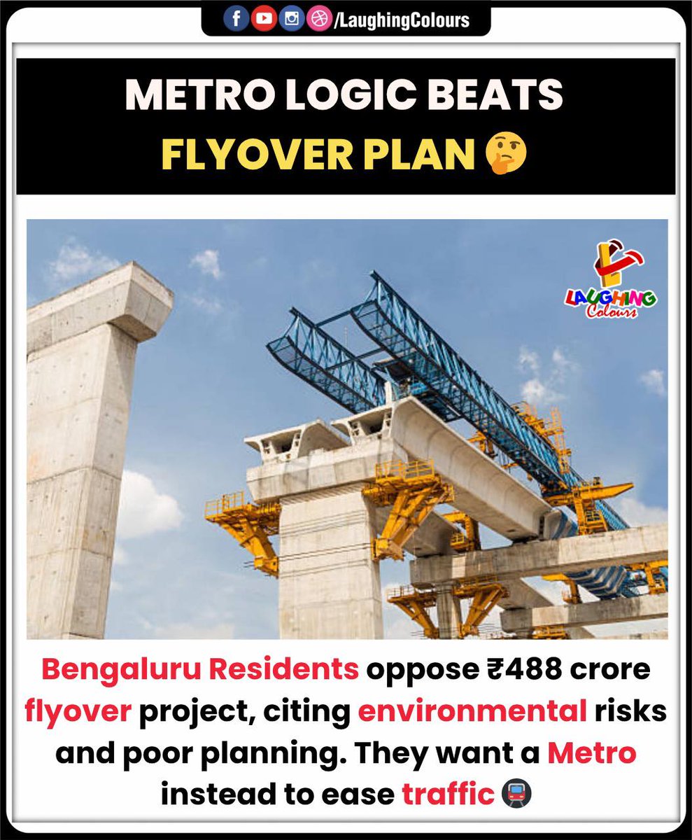 LaughingColours's tweet image. Metro &amp;gt; Flyover 🤯

#BengaluruDebate #MetroMatters #FlyoverFlop #SmartTransit #UrbanPlanning #TrafficWoes