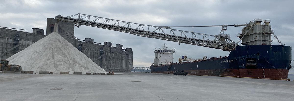 Another early morning arrival, the Algoma Intrepid slipped in a few hours ago to unload salt once again. <a href="/LogistecGroup/">LOGISTEC</a> <a href="/AlgomaCentral/">Algoma Central</a>