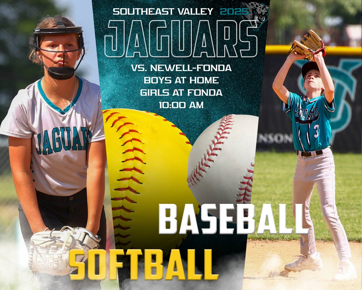 ⚾🥎 Good Luck to the SV Middle School Baseball &amp; Softball Teams today!

📍 Baseball is at home
📍 Softball travels to Fonda
🕙 Both games start at 10:00 a.m.

Go get 'em, Jags!
#JaguarPride #SVMiddleSchool #GameDay