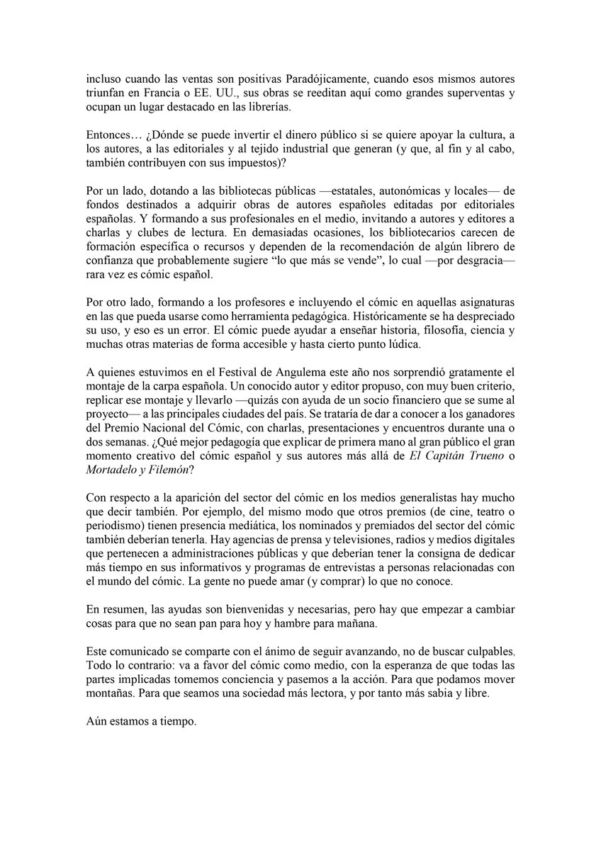 Hemos querido compartir nuestra visión sobre las ayudas al cómic impulsadas por el Ministerio de Cultura.
Una reflexión honesta, desde el respeto y la experiencia.
Puedes leer el comunicado completo aquí 👇
#CómicEspañol