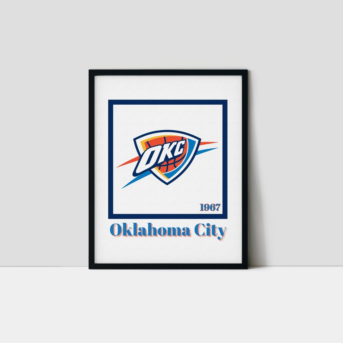 Established in 1967 as the Seattle SuperSonics. Moved to Oklahoma City in 2008 and became the Thunder⚡️
sugarfreeprints.co

#ThunderUp #OKCThunder #NBAFinals2025 #ManCaveDecor #SportsArt #SugarFreePrints