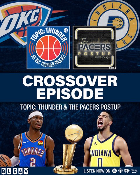 Pacers Post Up (@pacerspostup) on Twitter photo 🚨NEW EPISODE: Finals Preview Crossover with Topic: Thunder!🚨
📣 Follow <a href="/PacersPostUp/">Pacers Post Up</a> <a href="/OKCTopicThunder/">Topić: Thunder Podcast</a>
🎧 podcasts.apple.com/us/podcast/the…
#Pacers #BoomBaby #NBAPlayoffs #YesCers <a href="/BleavNetwork/">Bleav</a> 🚨NEW EPISODE: Finals Preview Crossover with Topic: Thunder!🚨
📣 Follow <a href="/PacersPostUp/">Pacers Post Up</a> <a href="/OKCTopicThunder/">Topić: Thunder Podcast</a>
🎧 podcasts.apple.com/us/podcast/the…
#Pacers #BoomBaby #NBAPlayoffs #YesCers <a href="/BleavNetwork/">Bleav</a>