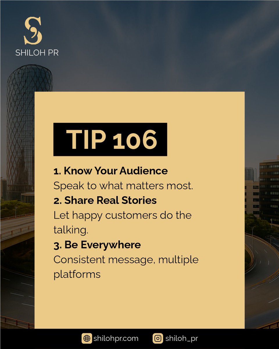 Evadney Campbell (@shilohpr) on Twitter photo Great PR isn’t about shouting the loudest. It’s about being heard—clearly, credibly, and consistently.
.
.
.
#ShilohPR #PRThatConnects #AuthenticStorytelling #BrandTrust #StrategicVisibility #MediaMatters #CommunicationStrategy #PRInsights #Evadney #Thursday Great PR isn’t about shouting the loudest. It’s about being heard—clearly, credibly, and consistently.
.
.
.
#ShilohPR #PRThatConnects #AuthenticStorytelling #BrandTrust #StrategicVisibility #MediaMatters #CommunicationStrategy #PRInsights #Evadney #Thursday