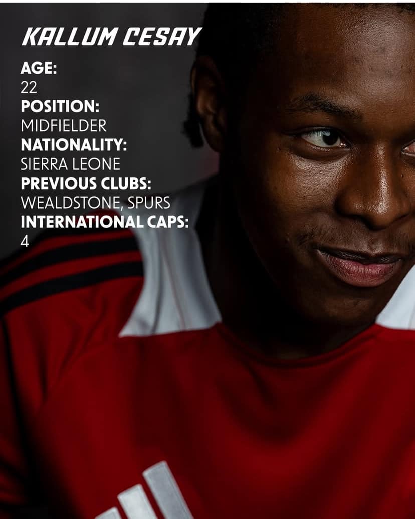 Alie Bittar (@bittar32) on Twitter photo Sierra Leone International Kallum Cesay pens <a href="/SalfordCityFC/">Salford City FC</a> deal
Salford City have confirmed the signing of Sierra Leone international versatile midfielder Kallum Cesay from <a href="/WealdstoneFC/">Wealdstone FC</a> for an undisclosed fee.
Read footballsierraleone.net
#SaloneX <a href="/football_sierra/">Sierra Leone Football News</a> Sierra Leone International Kallum Cesay pens <a href="/SalfordCityFC/">Salford City FC</a> deal
Salford City have confirmed the signing of Sierra Leone international versatile midfielder Kallum Cesay from <a href="/WealdstoneFC/">Wealdstone FC</a> for an undisclosed fee.
Read footballsierraleone.net
#SaloneX <a href="/football_sierra/">Sierra Leone Football News</a>