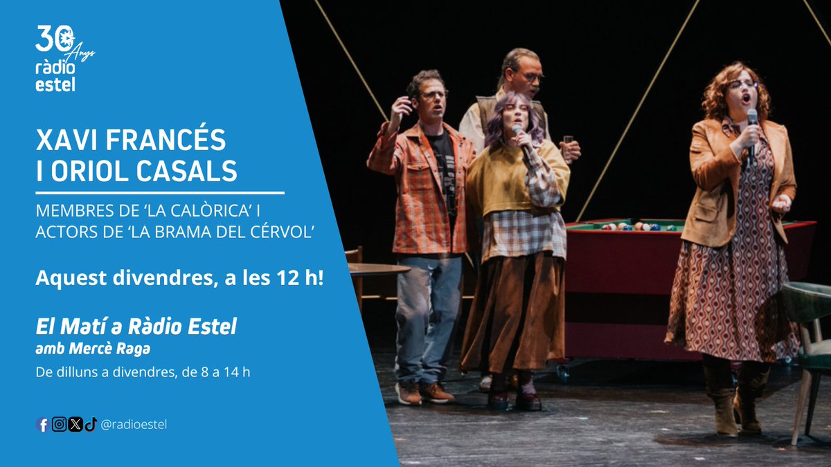 Ràdio Estel (@radioestel) on Twitter photo 💥 <a href="/XaviFrancess/">Xavi Francés</a> i Oriol Casals a 'El Matí a Ràdio Estel'!
👉 Els membres de 'La Calòrica' ens presenten el seu darrer espectacle 'La brama del cérvol' al <a href="/teatrelliure/">Teatre Lliure</a>.
▶️ Escolta-la aquest divendres, a partir de les 12 h!
📡 radioestel.cat/en-directe 💥 <a href="/XaviFrancess/">Xavi Francés</a> i Oriol Casals a 'El Matí a Ràdio Estel'!
👉 Els membres de 'La Calòrica' ens presenten el seu darrer espectacle 'La brama del cérvol' al <a href="/teatrelliure/">Teatre Lliure</a>.
▶️ Escolta-la aquest divendres, a partir de les 12 h!
📡 radioestel.cat/en-directe