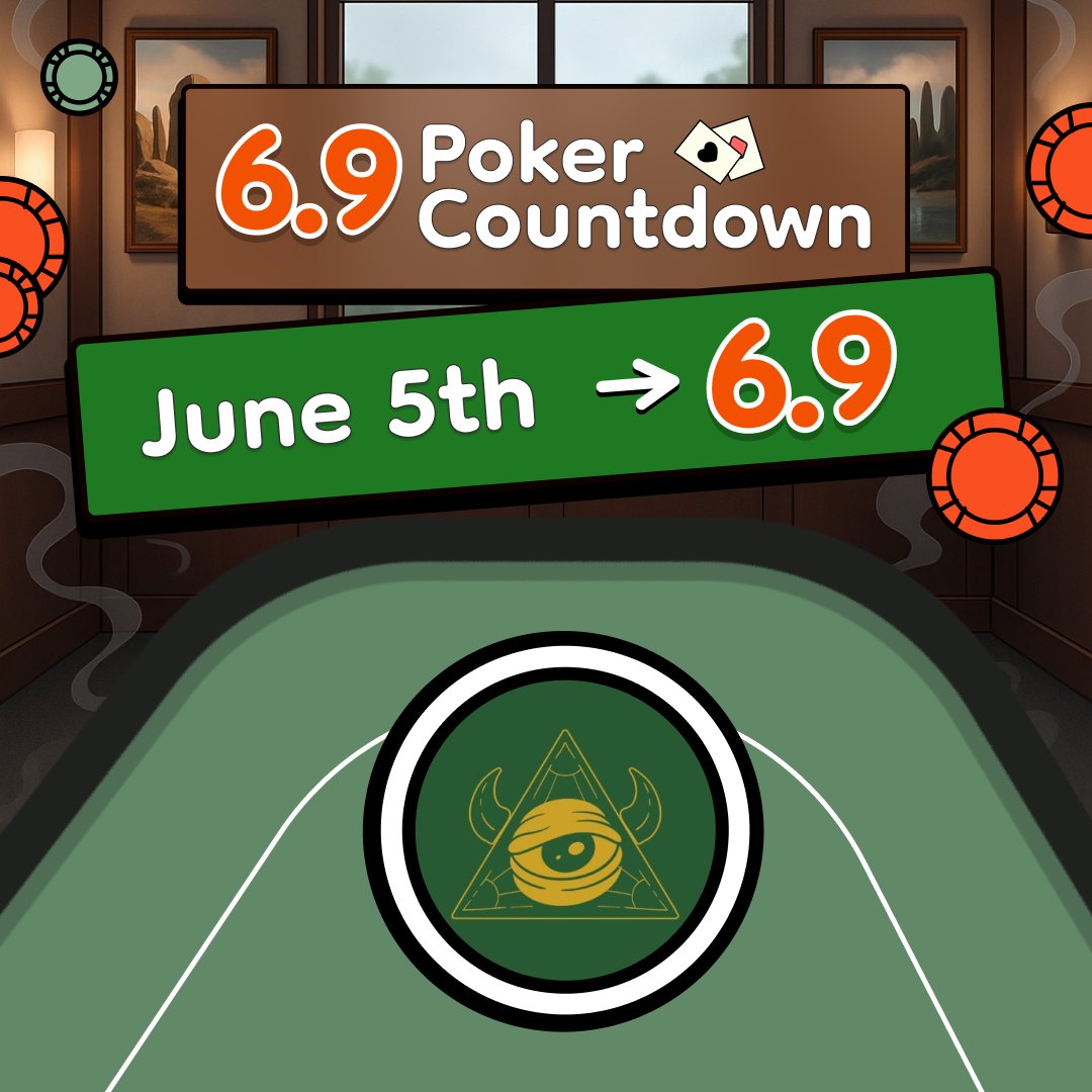 June 5th♠️❤️ #69PokerCountdown

Today we are having the game from
<a href="/TheBullas_/">Bullas 🐂⛓</a> at 8:00pm UTC

🏆 2x Bullas for 🥇, 1x Bullas for 🥈
🏆 BeraPoker NFT, 2 GTD &amp; 3 FCFS for top 5
🎫 20 tickets to the 6.9 FINAL
🔗 app.berapoker.com/tournament-lob…

In order to participate:
Connect X and Discord