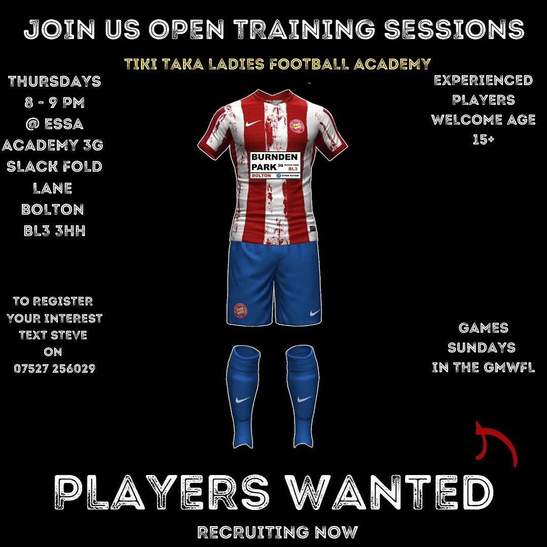 OPEN TRAINING SESSIONS TONIGHT AND EVERY THURSDAY UNTIL JULY 2025 ! 
Come on down and see if you enjoy 😁⚽️❤️🤍💙