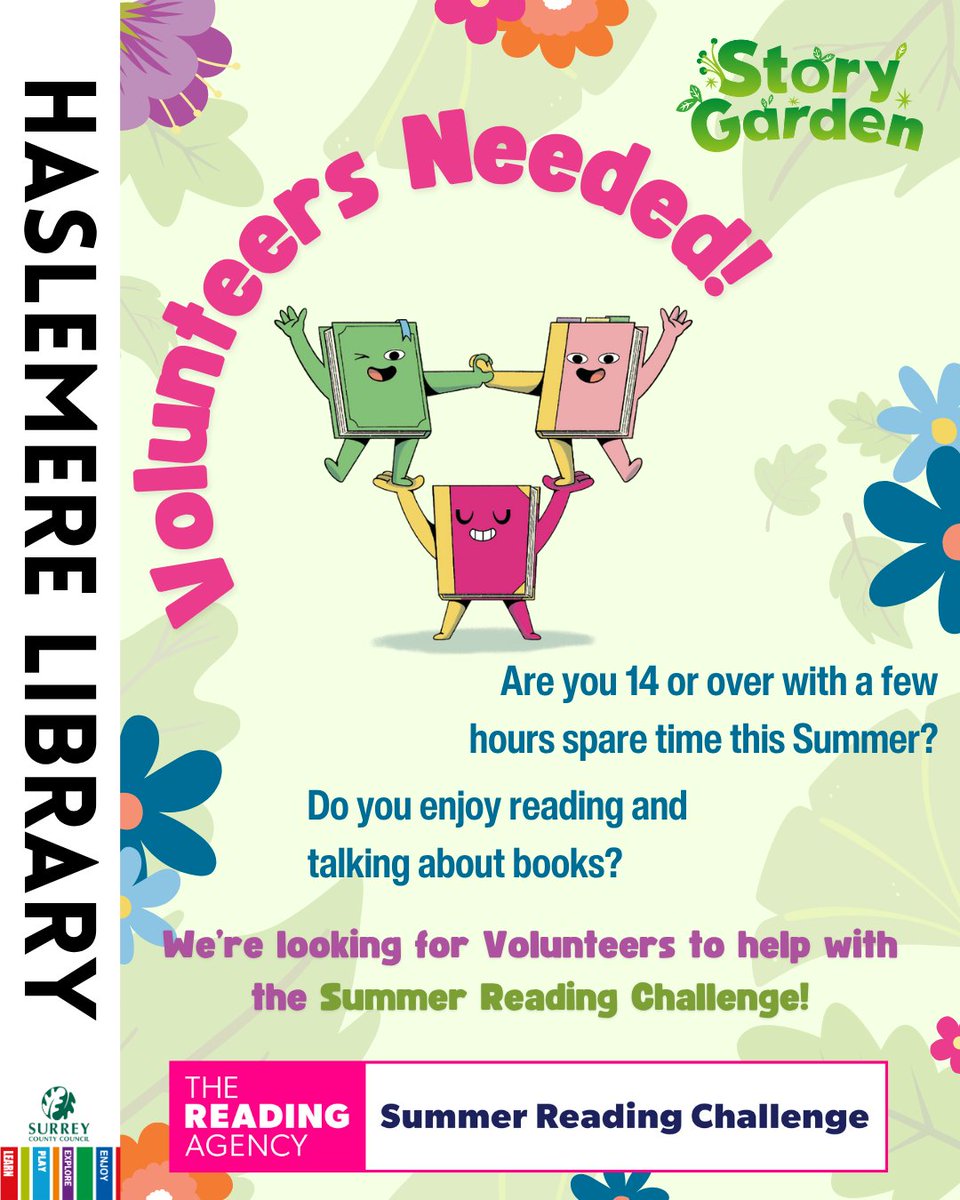 Haslemere Library (@haslemerelib) on Twitter photo Love books? #Volunteer for the #SummerReadingChallenge!
📚 Support kids
🎨 Help with crafts
🎁 Give out rewards
✔️ Aged 14+
✔️ Friendly + reliable
📅 Apply from 19 May
Apply Now: tinyurl.com/mrypwztp
<a href="/SurreyLibraries/">Surrey Libraries UK</a> #HaslemereLibrary Love books? #Volunteer for the #SummerReadingChallenge!
📚 Support kids
🎨 Help with crafts
🎁 Give out rewards
✔️ Aged 14+
✔️ Friendly + reliable
📅 Apply from 19 May
Apply Now: tinyurl.com/mrypwztp
<a href="/SurreyLibraries/">Surrey Libraries UK</a> #HaslemereLibrary