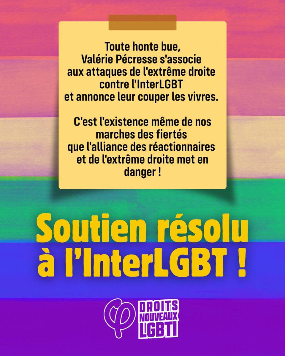 🔴 Toute honte bue, Valérie Pécresse s'associe aux attaques de l'extrême droite contre l'InterLGBT et annonce leur couper les vivres. C'est l'existence même de nos marches des fiertés que l'alliance des réactionnaires et de l'extrême droite met en danger.

Soutien à <a href="/InterLGBT/">Inter-LGBT</a>