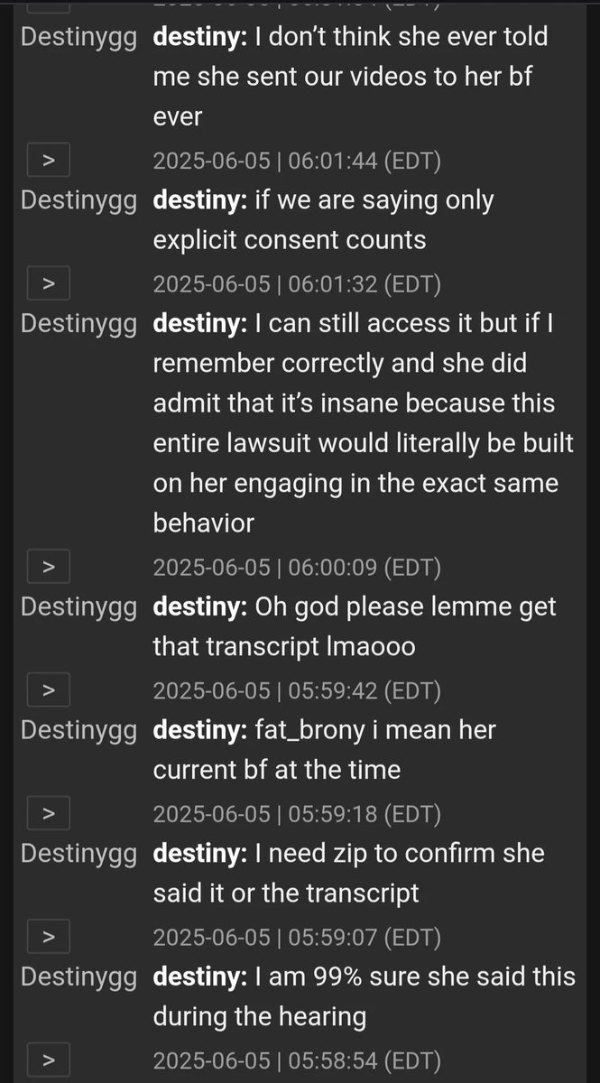 Destiny says pixie admitted to Judge she sent explicit videos of herself and Destiny to her ex boyfriend which she did not have explicit consent to do. 🤡