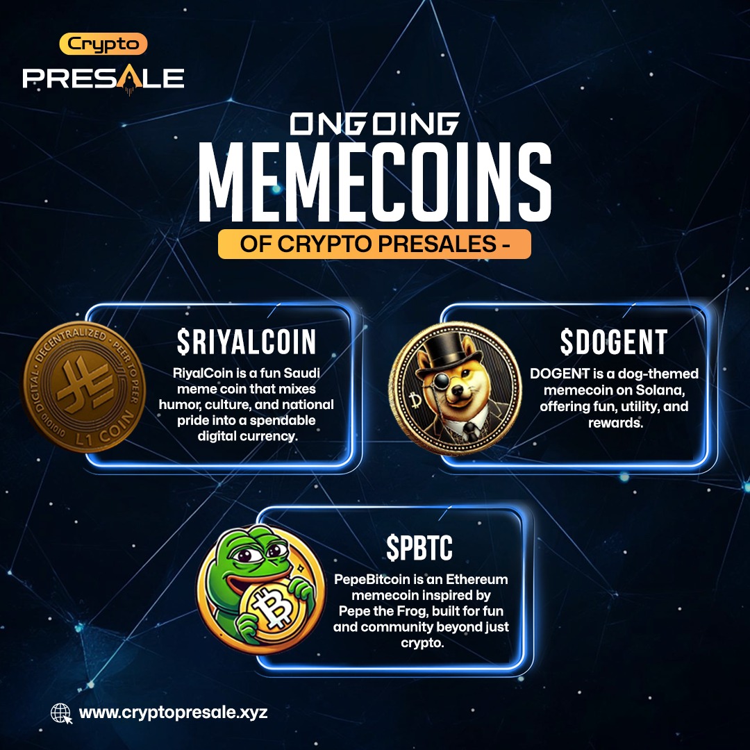 CryptoPresaleX's tweet photo. Exciting MemeCoin Presales You Can’t Miss🚀
● RiyalCoin 
● DOGENT
● PepeBitcoin

Vist for more - https://t.co/ia3F4JnUeF 

#cryptopresale #memecoins #RiyalCoin #DOGENT #PepeBitcoin #crypto #community #blockchain #cryptotrends #investsmart #presale #cryptoinvesting https://t.co/ZO5l94ggRq