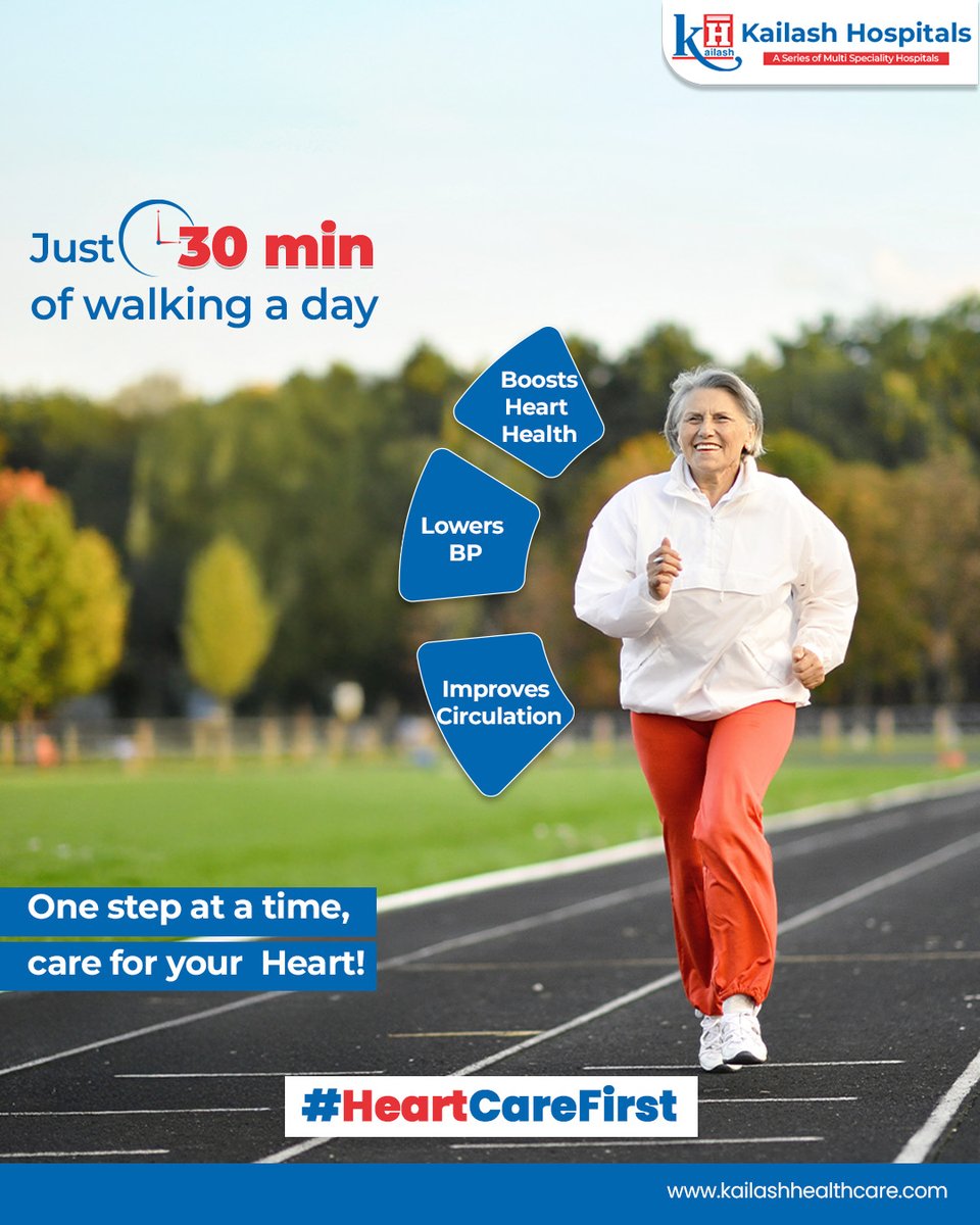 KailashHealth's tweet photo. Minimum 30 mins of walk daily can add years to your #HeartHealth. Walk your way to a healthier heart!
#Hearthealthfirst #healthyheart #heartcare #hearttreatments https://t.co/jJhrbdURvI