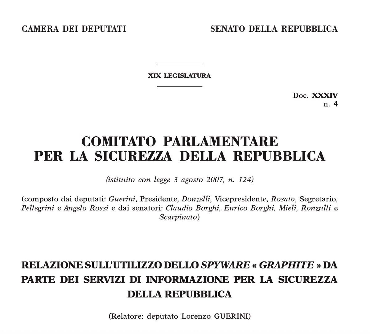Per chi fosse interessato ed ha seguito le vicende del Direttore di <a href="/fanpage/">Fanpage.it</a> e del giornalista <a href="/ciropellegrino/">Ciro Pellegrino</a>  la relazione del #COPASIR
🔗 documenti.camera.it/_dati/leg19/la…