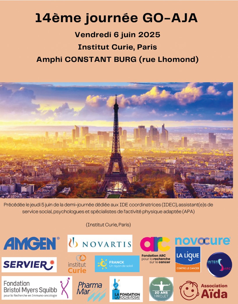 🚨 La 14e #JournéeGOAJA démarre à l'<a href="/institut_curie/">Institut Curie</a>  !

🎯 Au programme :

+ Nouveautés 2025 en cancers hématologiques 🩸
+ Troubles neurocognitifs des AJA
🧠 : causes, bilans &amp; solutions

📲 Suivez nous pour ne rien rater !

#AJAcancer