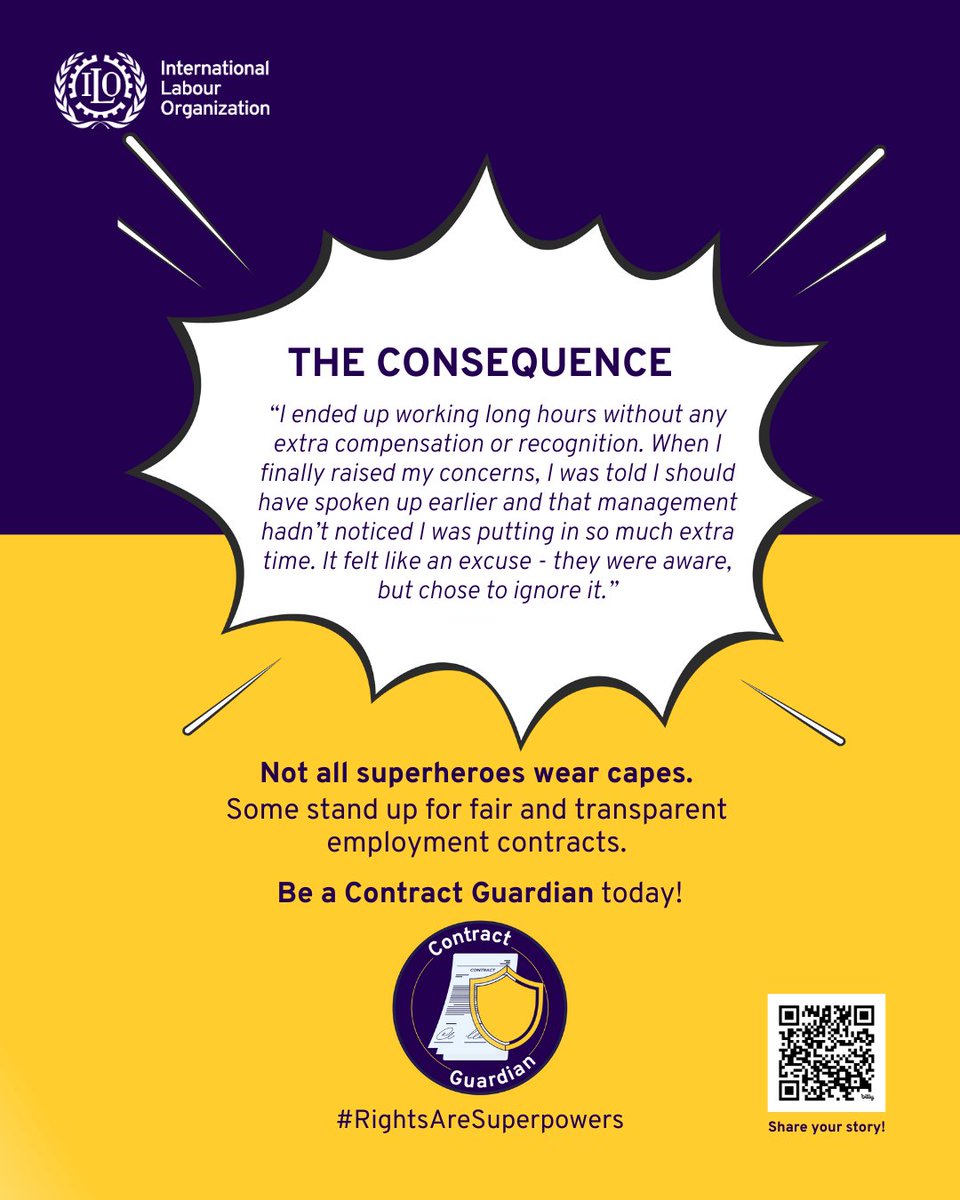 📝 “I worked long hours beyond my contract — but I stayed silent, hoping for a promotion.”

Eleni’s story shows why knowing your contract matters.
Fair work starts with fair, transparent contracts.
📢 Got a story to share? 👉 bit.ly/story-superpow…

#RightsAreSuperpowers