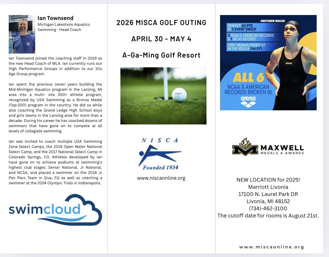 MISCA (@miscaswim) on Twitter photo 🚨MISCA Clinic🚨
We have a great clinic planned for you! Our clinic will be on September 12th in Livonia.
Registration is now open on the MISCA website!
<a href="/NISCAswim/">NISCA Coaches Assn</a> <a href="/diff_strokes/">Different Strokes</a> <a href="/ArenaSwimming/">ArenaSwimming</a> <a href="/theswimcloud/">swimcloud</a> <a href="/Tbeeckman13/">Tree Roots Culture</a> <a href="/OUswim/">Oakland Swimming</a> <a href="/uncswimdive/">Carolina Swimming & Diving</a> 🚨MISCA Clinic🚨
We have a great clinic planned for you! Our clinic will be on September 12th in Livonia.
Registration is now open on the MISCA website!
<a href="/NISCAswim/">NISCA Coaches Assn</a> <a href="/diff_strokes/">Different Strokes</a> <a href="/ArenaSwimming/">ArenaSwimming</a> <a href="/theswimcloud/">swimcloud</a> <a href="/Tbeeckman13/">Tree Roots Culture</a> <a href="/OUswim/">Oakland Swimming</a> <a href="/uncswimdive/">Carolina Swimming & Diving</a>