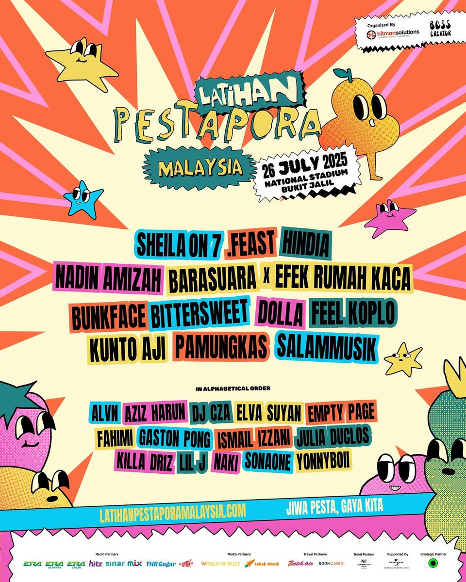 The final lineup for Latihan Pestapora Malaysia 2025 has been revealed. 

Tickets go on sale starting 9 June, 12PM (GMT +8) at
👉 latihanpestaporamalaysia.com

Let’s make history, Malaysia 🇲🇾

#LatihanPestaporaMY #LPMY
