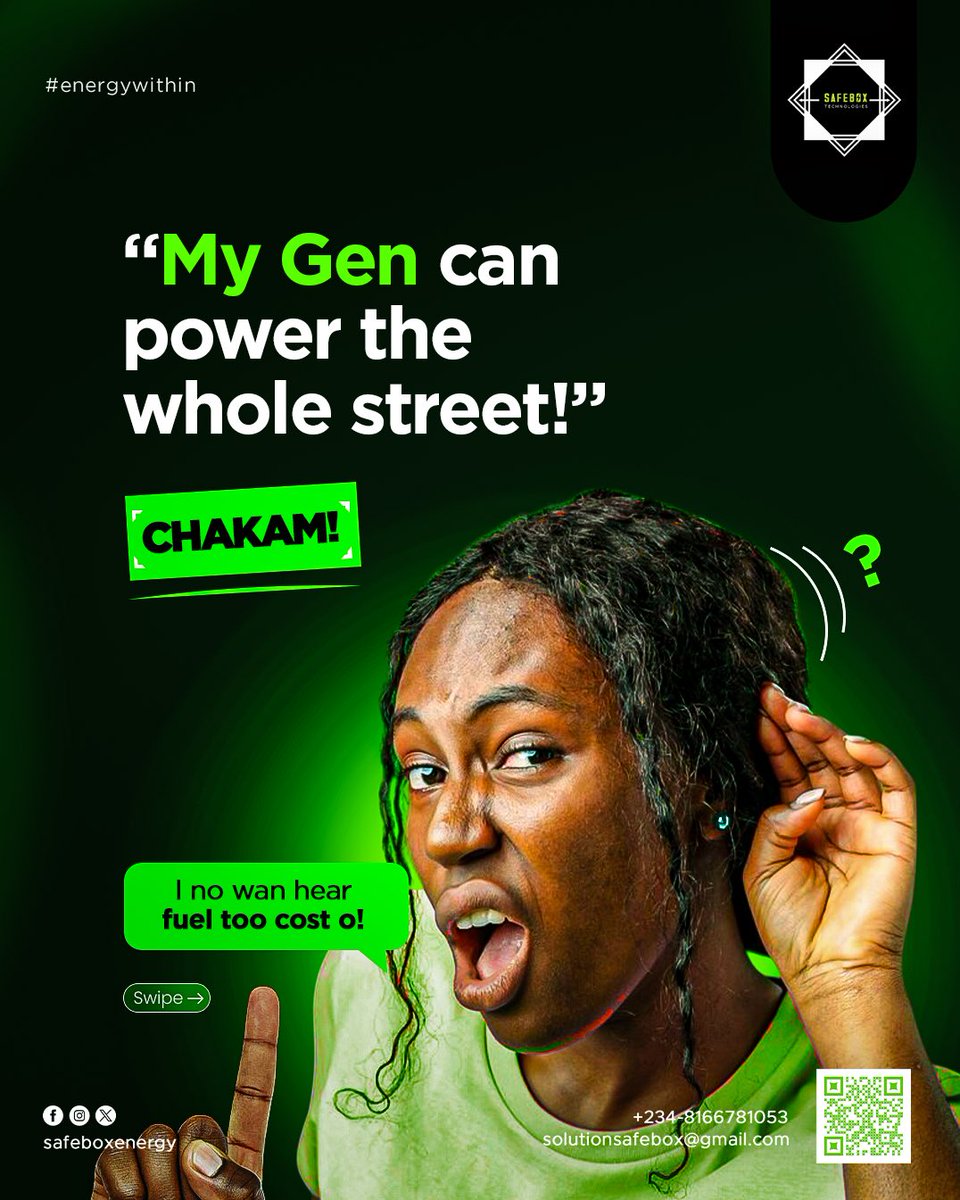 SafeboxEnergy's tweet photo. Stop embarrassing your electronics.
Say goodbye to blackouts and hello to solar.
Go Smart. Go Clean. Go Safebox.
🌍 https://t.co/TfVFhudxmR
📍Nationwide Delivery & Installation
#SafeboxEnergy #SolarPower #NoMoreGen #CHAKAM #CleanEnergyNigeria https://t.co/b35c24Iiv1