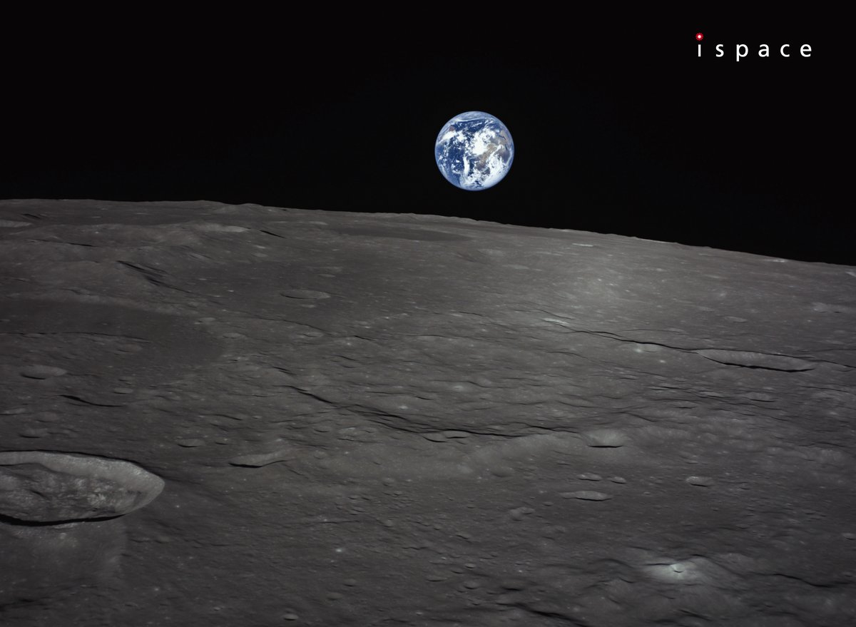 That's us. All of us, together. Wave!
Earthrise photographed 27 May by Resilience, landing on the Moon in a few hours. 
Watch live: youtu.be/BVSMXQPeTcw <a href="/ispace_inc/">ispace</a>