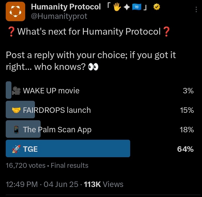 Wagmi DEV Reddio $EVER KGeN ๐ ๐ฆ๐บ๐๏ธ (@wagmi_shegx) on Twitter photo While others are waiting for TGE
I am here waiting for palm scan
I would love to see the new tech and development with <a href="/Humanityprot/">Humanity Protocol ใ ๐๏ธ โฆ ๐บ๐ณ ใ</a>
Drop yours which one are you waiting for While others are waiting for TGE
I am here waiting for palm scan
I would love to see the new tech and development with <a href="/Humanityprot/">Humanity Protocol ใ ๐๏ธ โฆ ๐บ๐ณ ใ</a>
Drop yours which one are you waiting for