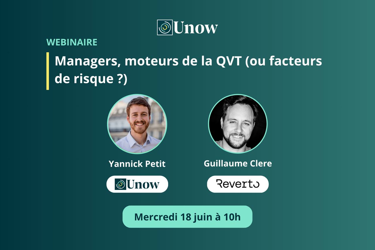 #WEBINAIRE - Managers, moteurs de la QVT (ou facteurs de risque ?)

📆 Mercredi 18 juin à 10h

Inscription gratuite : hubs.ly/Q03qQr4W0
