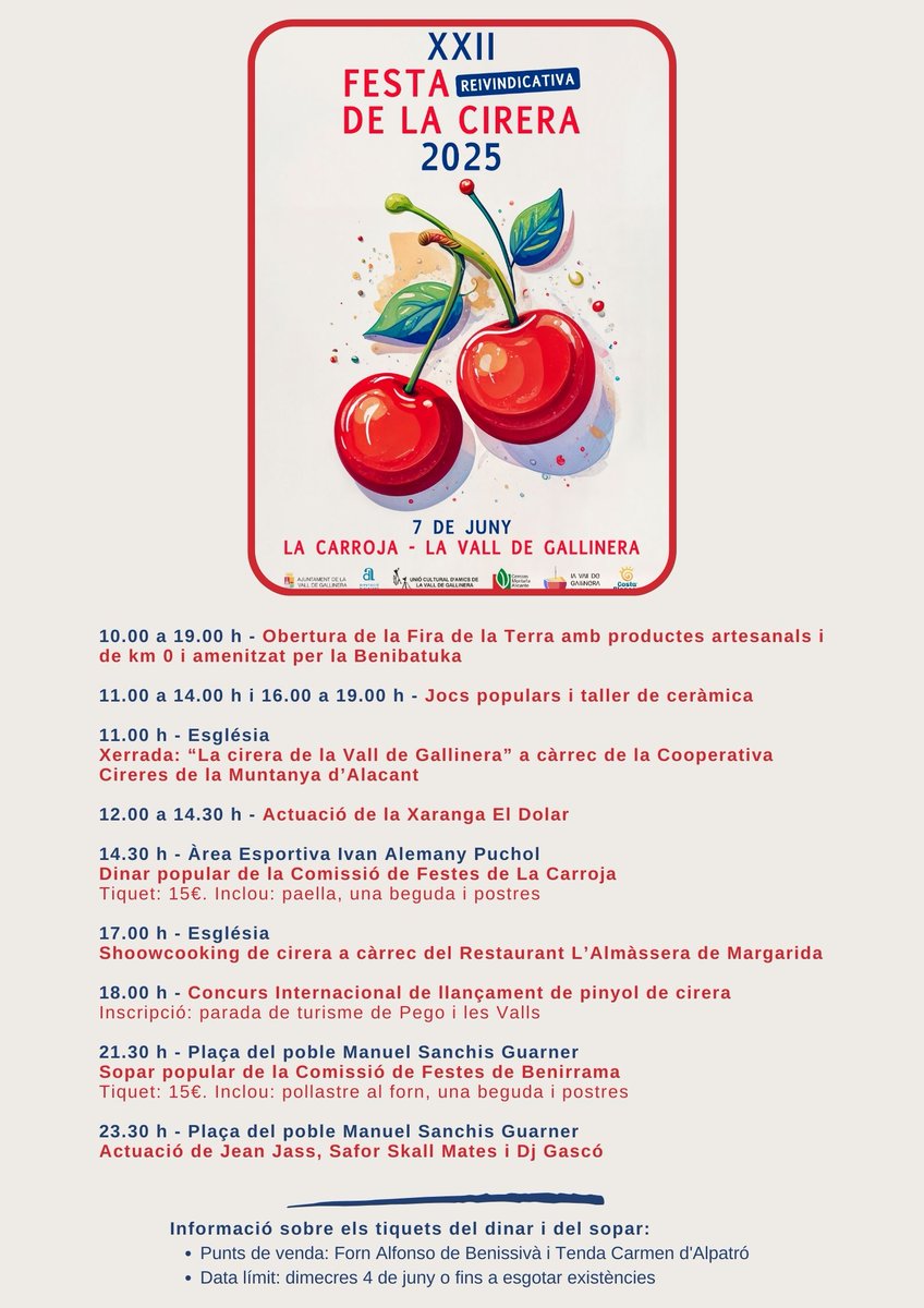 La Festa de la Cirera de la Vall de Gallinera com a crit d’auxili per a unir esforços en la recuperació del cultiu

Les últimes 7 campanyes han sigut “nefastes” i fan perillar el futur del cultiu a la  Vall de Gallinera. 

radiopego.com/la-festa-de-la…