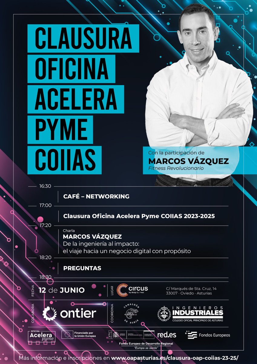 𝗖𝗹𝗮𝘂𝘀𝘂𝗿𝗮 𝗱𝗲 𝗹𝗮 𝗢𝗳𝗶𝗰𝗶𝗻𝗮 𝗔𝗰𝗲𝗹𝗲𝗿𝗮 𝗣𝘆𝗺𝗲 𝗱𝗲𝗹 𝗖𝗢𝗜𝗜𝗔𝗦 𝟮𝟬𝟮𝟯-𝟮𝟬𝟮𝟱.
𝟭𝟮 𝗱𝗲 𝗝𝘂𝗻𝗶𝗼 𝗱𝗲 𝟮𝟬𝟮𝟱
𝗘𝘀𝗽𝗮𝗰𝗶𝗼 𝗖𝗶𝗿𝗰𝘂𝘀 
Info: buff.ly/aWYs7IN 

<a href="/redpuntoes/">Red.es</a> @acelerapyme 
#NextGenerationEU # PlanDeRecuperación