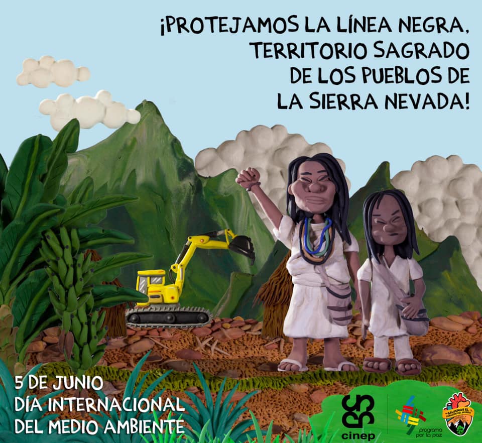 *¿Qué es la Línea Negra?*
Es la delimitación del territorio ancestral de los pueblos indígenas Kogui, Wiwa, Kankuamo y Arhuaco de la Sierra Nevada. Allí se origina la vida de todo lo que existe y por eso es el *Corazón del mundo*.
Son más de 340 espacios sagrados conectados entre