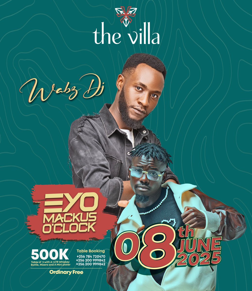 This Sunday I’ll be performing at <a href="/thevillaUG/">the Villa</a> as we celebrate the #EyoMackusOcklock 
Book that table, tell a friend, bring your baby mama and come let’s turnup  <a href="/EyoMackus/">Eyo Mackus</a> 🔥🔥💯
“In the club we’re all fam”