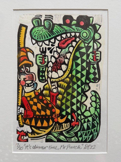 SBPrintmakers's tweet photo. Vibrant, dynamic woodcuts by David English currently showing at the gallery as our Artist in Focus. David hand colours each of his prints so each one is unique.
#davidenglish #woodcuts #handpainted #artistinfocus #southbankprintmakers https://t.co/YQzbiDXxyl