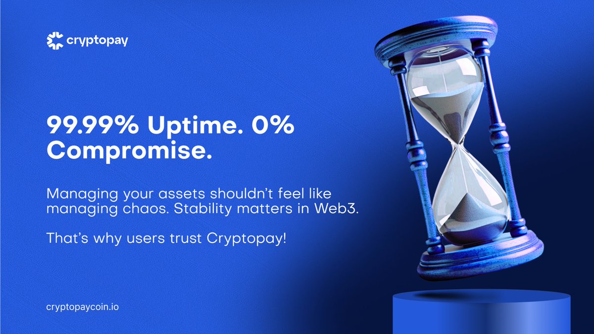 ⏳99.99% Uptime. 0% Compromise.

In a world where every second counts, we deliver the stability you can count on! 👊

Managing your assets shouldn't feel like babysitting them. That’s why smart users choose #CryptoPay:

✅ Built for Web3 reliability
✅ Trusted by thousands
✅