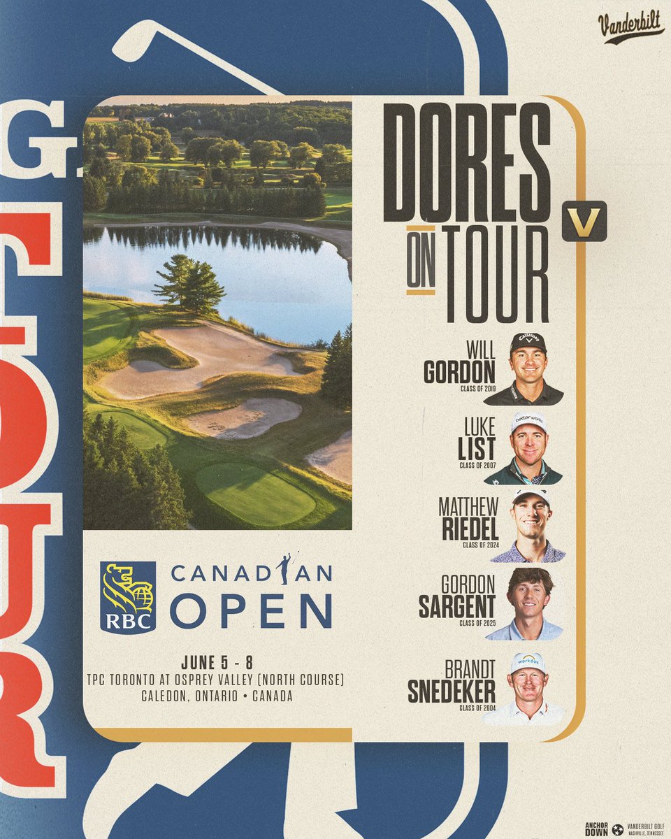 Vanderbilt Men's Golf (@vandymgolf) on Twitter photo Dores on Tour in The Great White North this week
Gordon Sargent is set to make his professional debut at the <a href="/RBCCanadianOpen/">RBC Canadian Open</a>
📊 | pgatour.com/leaderboard
#AnchorDown Dores on Tour in The Great White North this week
Gordon Sargent is set to make his professional debut at the <a href="/RBCCanadianOpen/">RBC Canadian Open</a>
📊 | pgatour.com/leaderboard
#AnchorDown