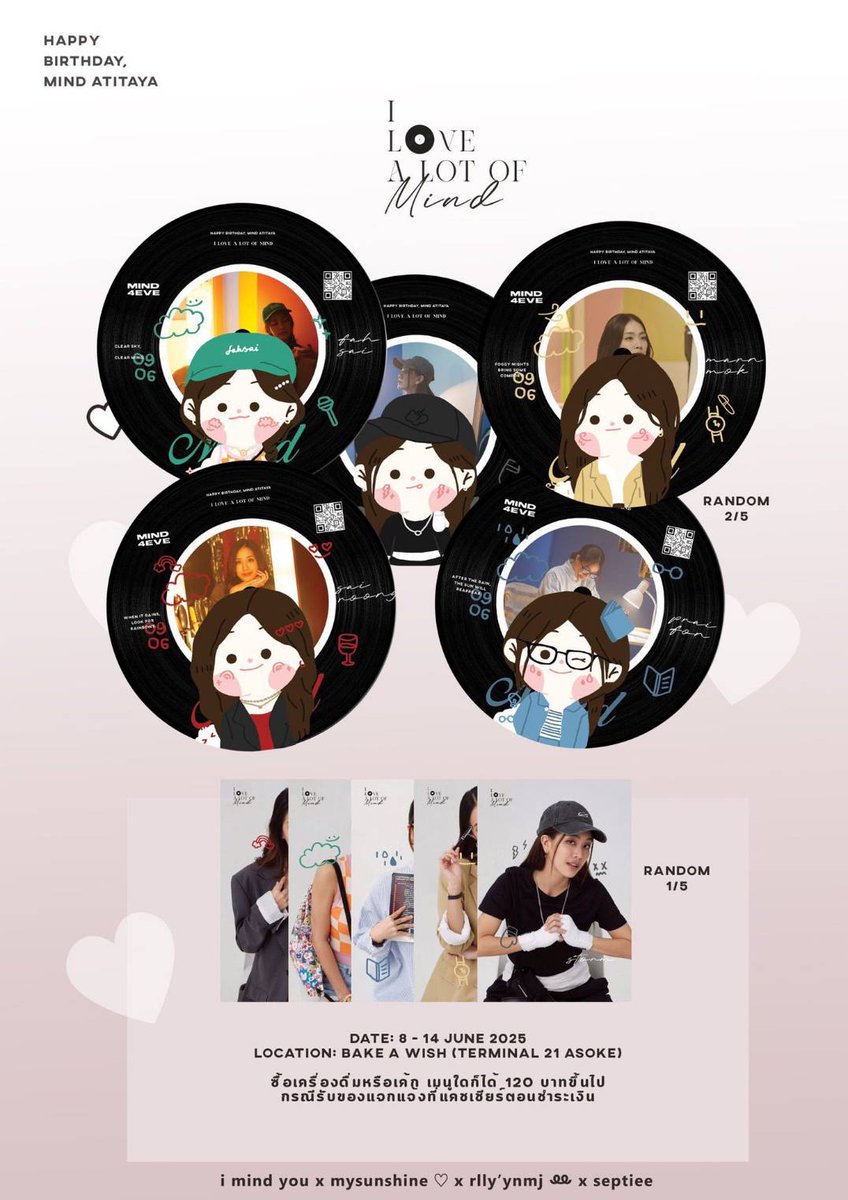 Mind4EVE Birthday Project from Foraye ♟️🎲

Mind4EVE 26th Birthday Café

📍Bake a wish (Terminal 21 Asok)

🎁 ‘I love a lot of mind’ (1 order / 2 coasters / 1 photocard)

🗓 8 - 14 JUNE 2025 
🕘 10:00 AM - 10:00 PM

#Mind4EVE #4EVE 
#ilovealotofmind
#LadiesandGentleMindBDProject